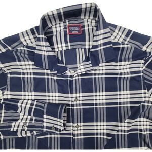 UNTUCKit Men's Delucca Shirt XXL Blue Plaid Non-Iron Polyester Regular Fit